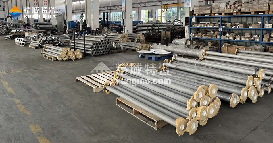 恒峰g22特瓷锂电池内衬陶瓷运送管道生产车间